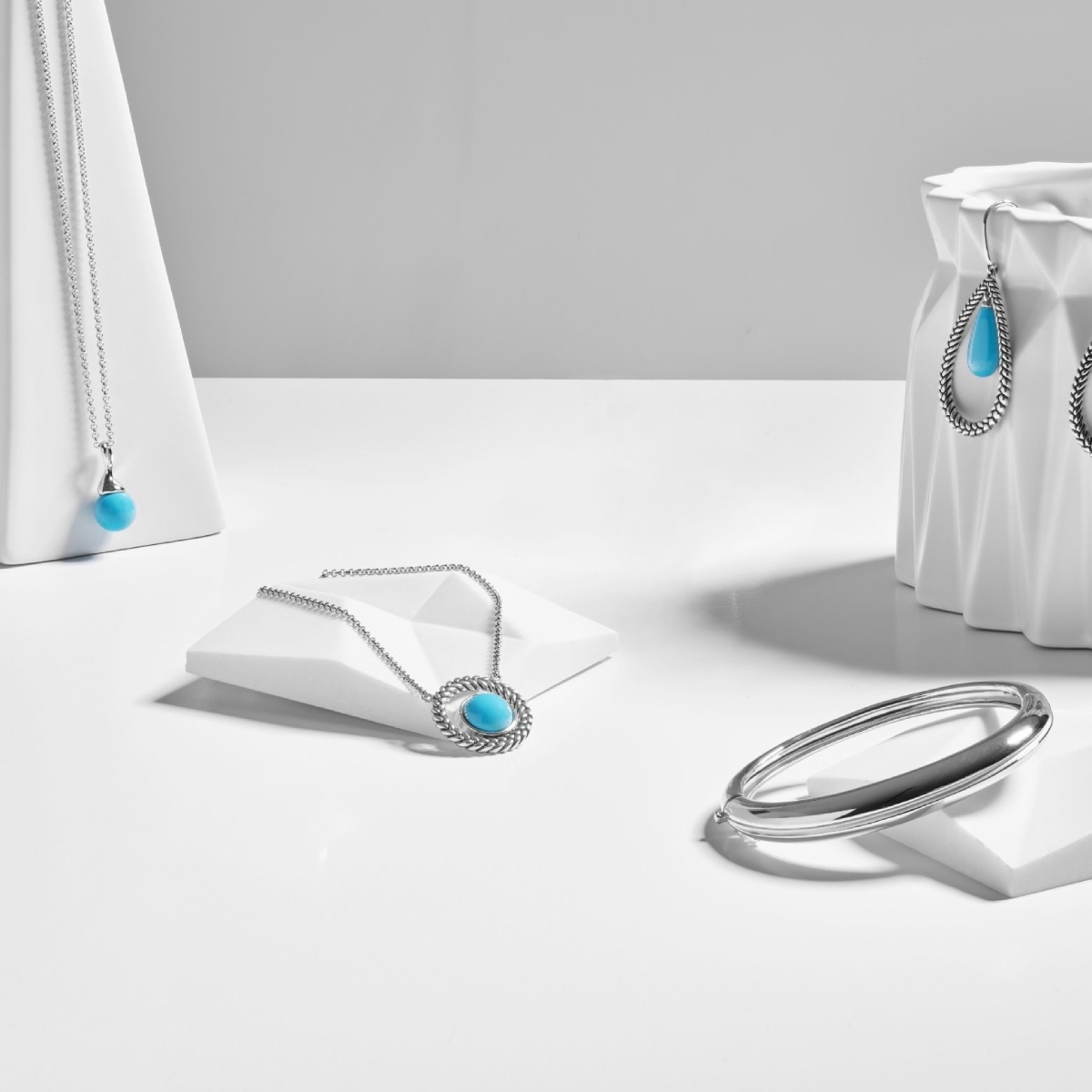 Marina Braid Silver Floating Pear Earrings image number null